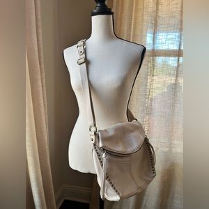 The Sak Cream Crossbody Leather Bag Purse Studded Tassle Western